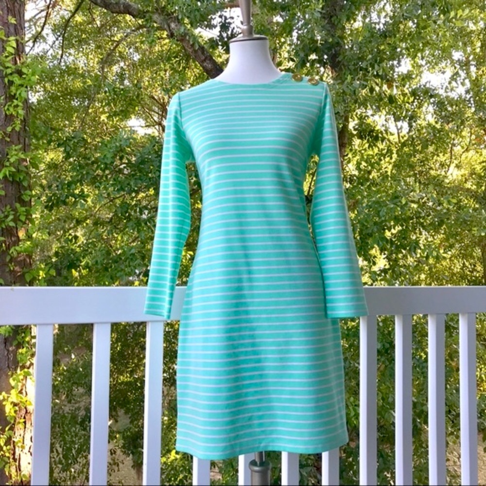 Sail To Sable | The Caribbean Dress in Turquoise Blue Stripes Size Small EUC